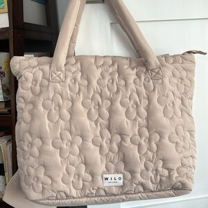 Beige Quilted Tote Bag